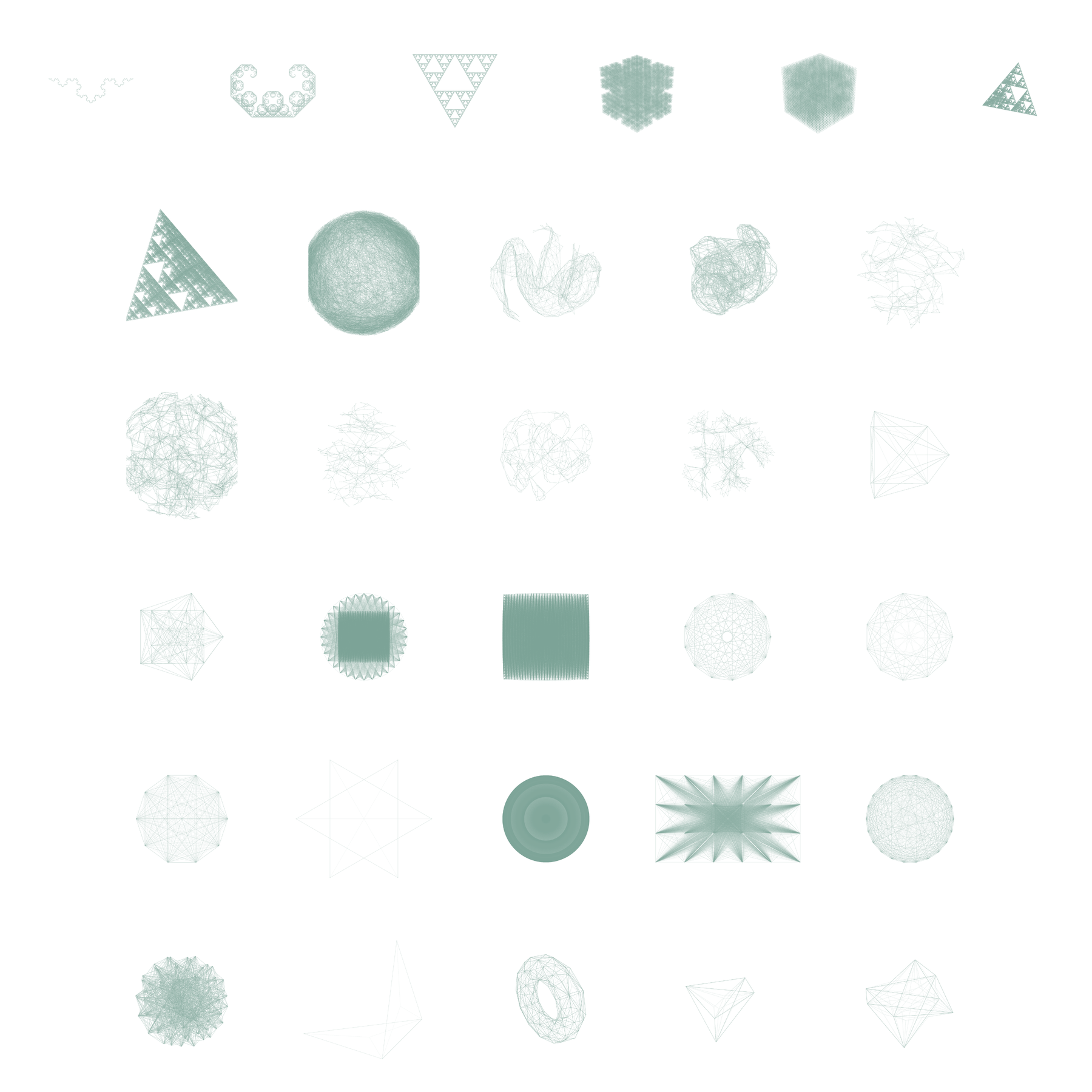 Contact sheet of rendered topology and hypergraph objects